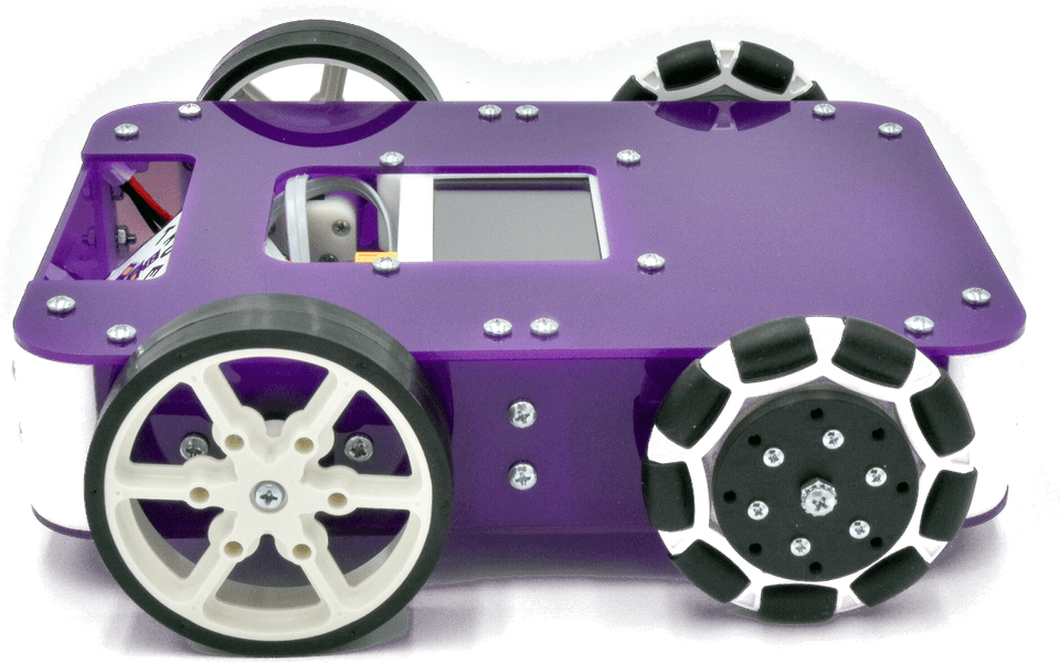 Axle Robot Kit for grades 6-8 seen from the side with its omni wheels